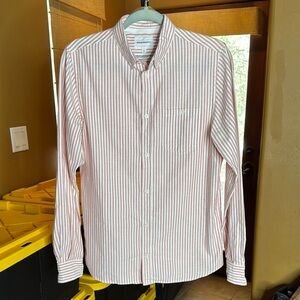 Norse Projects ANTON OXFORD Cotton Red White Stripe Button Down Shirt Size Small